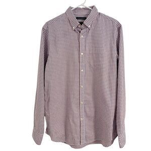 Banana Republic Mens M Checkered Dress Shirt Cotton Oxford CAMDEN Fit Blue white